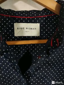 Rope Women Navy Blue Polka Dot Casual Shirt(Women)