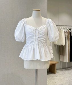 Chic White Puff Sleeve Peplum Top