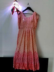 Stunning peach and pink ombre Sequin Ethnic kurti