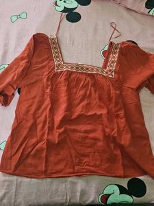 Chic Square Neck Orange Top