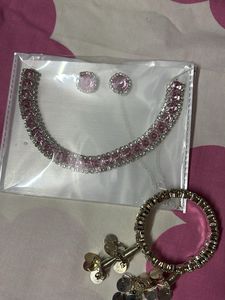 Necklace with matching studs and Bracelet