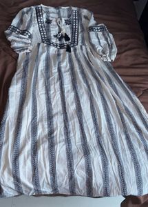Striped Embroidered Kurti