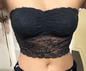 Black Lace Strapless Bandeau Bra Top