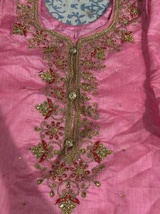 Beautiful Pink Embellished Kurta set with garara a