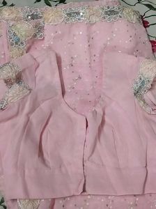 Stunning Pink Embellished Saree