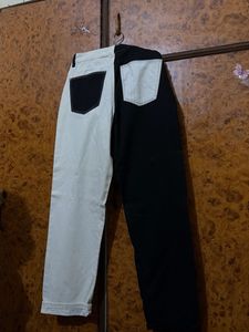 Black and white dual tone jeans with pockets