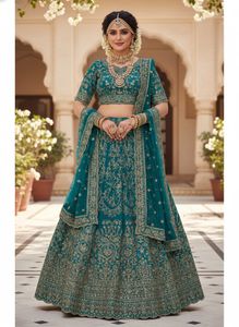 Teal Embroidered Ethnic Skirt bridal dress