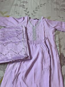 Elegant Lavender Kurta Set with Dupatta