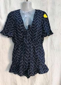 2429. Navy Blue Printed Romper