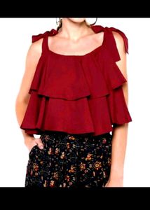 Tiered Tie-Shoulder Crop Top