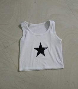 White Tank Top with Black Star