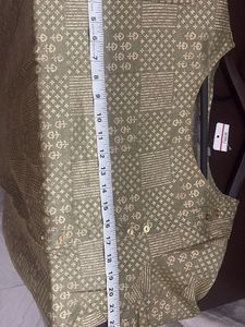Olive Green Printed Kurta