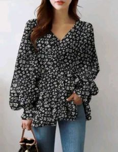 Floral Print Peplum Top