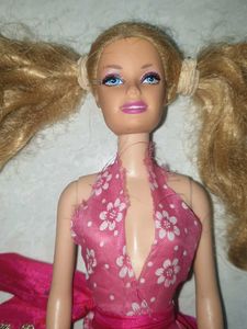 Vintage Barbie Doll in Pink Floral Dress