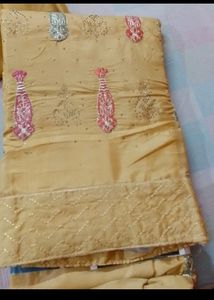 Muslin Creme Suit With Embroidered Front