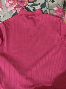 Ribbed Pink Long Sleeve Top