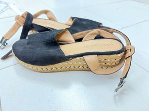 Chic Black Espadrille Wedge Sandals