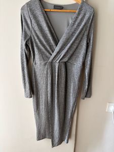 Women's Grey V-Neck Dress