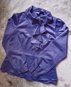 Stylish purple Ruffle Neck Top
