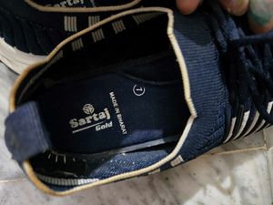 Navy Blue Sartaj Gold Sneakers