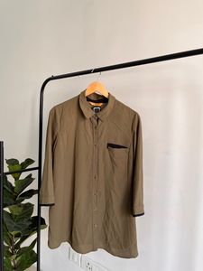 Olive Green Button-Up Tunic Shirt