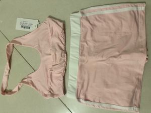 Cute Pink Crop Top and Mini Skirt Set