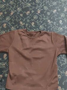 Stylish Brown Wrap Long Sleeve Top