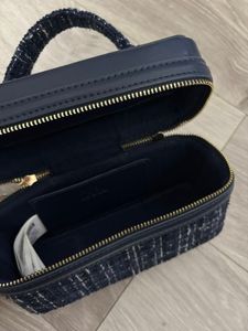 Zara navy blue tweed vanity bag
