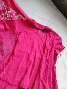 Pink Lace Trimmed Kurta Set
