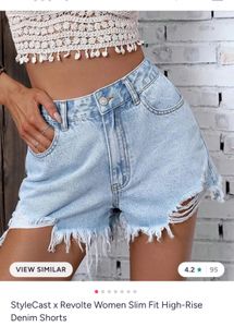 Light Wash Ripped Denim Shorts