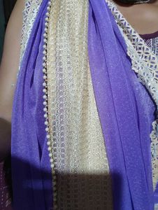 Beautiful Purple Saree with Golden Border
