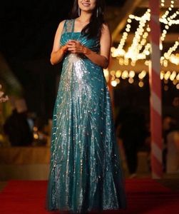 Stunning Teal Sequined Gown