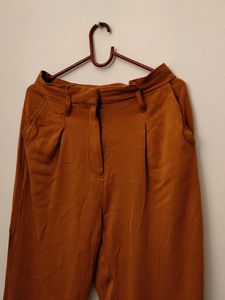 Stylish Rust Colored Pleated Trousers