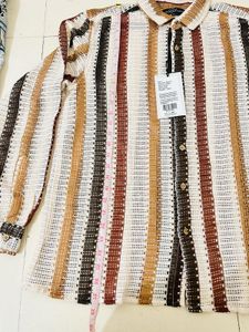 Size L Man Crochet Slim Fit Shirt