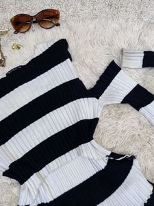 Striped Cut-Out Long Sleeve Top