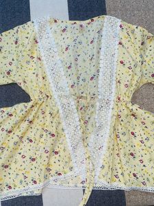 Yellow Floral Kimono Style Top