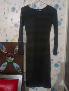 Black Striped Long Sleeve Dress