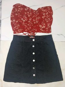 JDY by ONLY Co-ord skirt  with red top