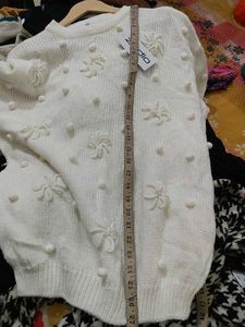 Cream Textured Knit Sweater