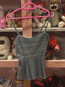 Cute Blue Peplum Tank Top