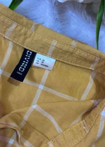 Mustard Yellow Plaid Button-Up Shirt