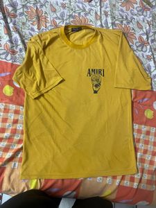 Men's Yellow Amiri T-Shirt off shoulders