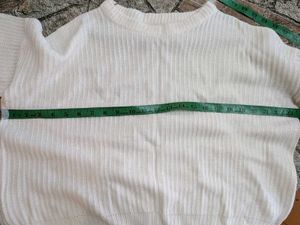 Cream Ribbed Knit Oversized Sweater