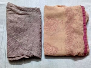 Elegant Peach Gathering Cotton Pant with Dupatta