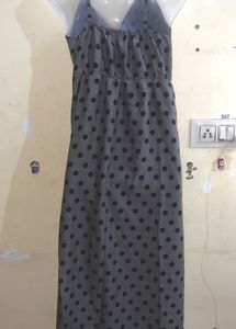 Grey Polka Dot Maxi Dress