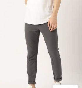 Solid Grey Casual Chinos