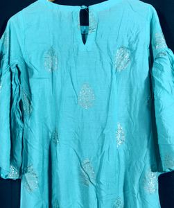 Turquoise Printed Kurti (Women)