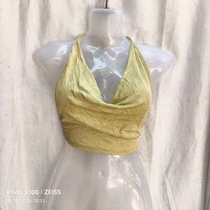 Lime Green Halter Neck Crop Top