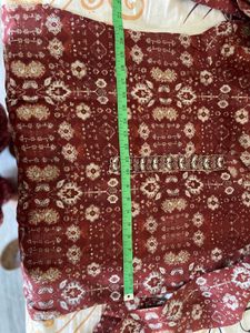 Maroon Printed Kurta with Pants and Dupatta