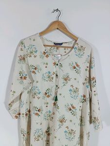 Off White Printed Casual Kurta (Women)